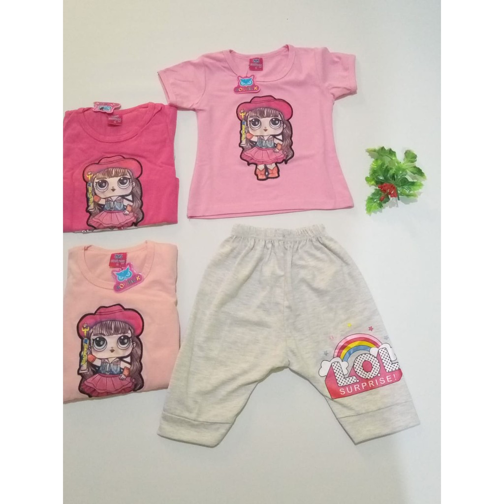 Baju Anak Anak Perempuan umur 6 bulan - 4 tahun Setelan Motif Lucu LOL 2 LED Branded Nourick Terbaru