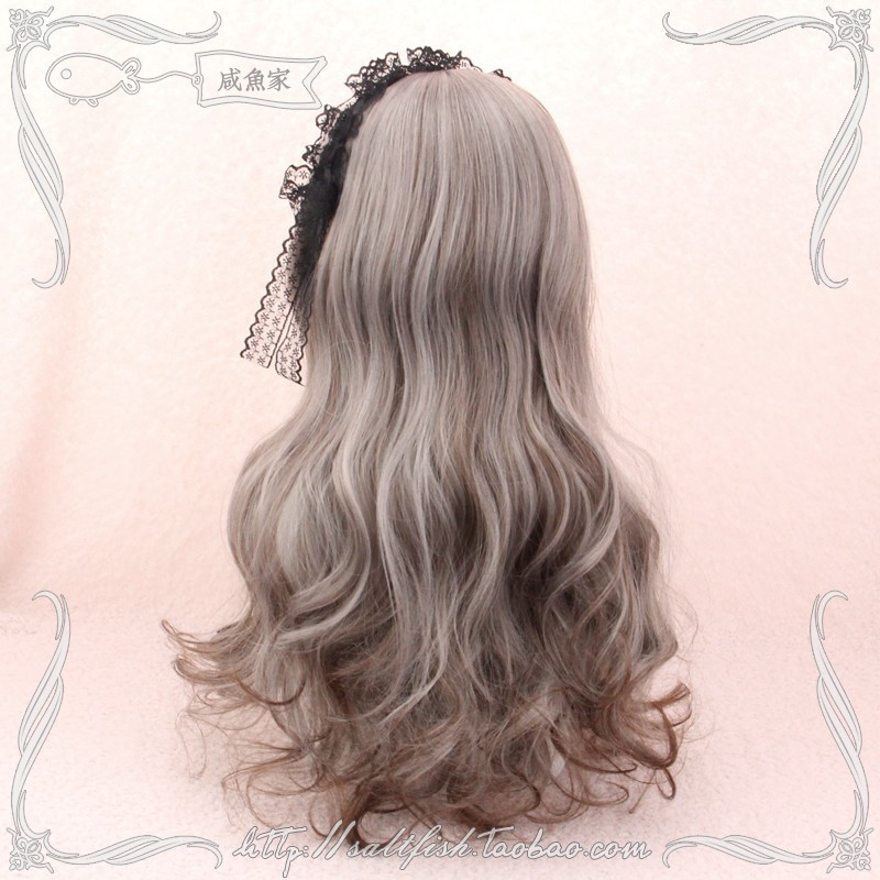 LOL-150 wig rambut palsu daily korea kpop panjang wavy ash brown