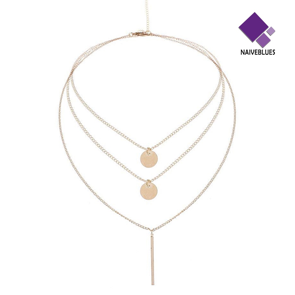 Kalung Choker Multilayer Dengan Liontin Bulat Gaya Bohemia