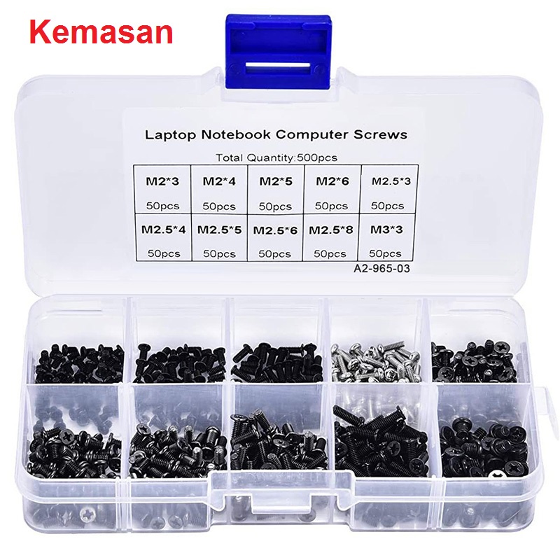 Baut Laptop Set Paket 500pcs Screw Lengkap Netbook Notebook Kit Universal Mur Computer PC M2 M2.3 M3 ASUS ACER DELL HP LENOVO TOSHIBA Samsung Toshiba