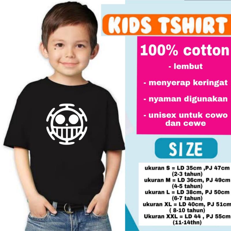 KAOS ANIME LOGO ONE PIECE BAJU ANAK UMUR 1 2 3 4 5 6 7 8 9 10 11 12 TAHUN USIA 1 - 12 T-SHIRT KIDS