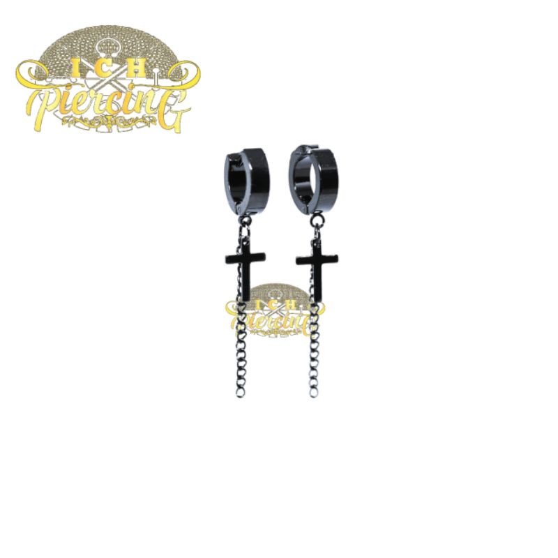 BEST PRODUK Anting Titanium BLACK / Anting Tindik dan jepit / Anting Pria Wanita/ anting bts hitam