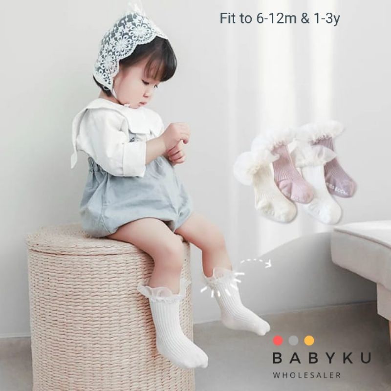 Kaos kaki anak bayi renda organza / Baby lace socks double layer