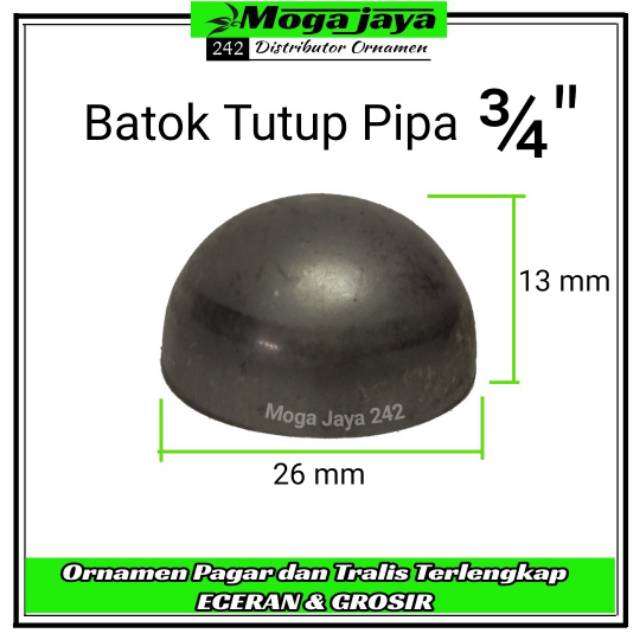 Batok tutup pipa ukuran 3/4 in