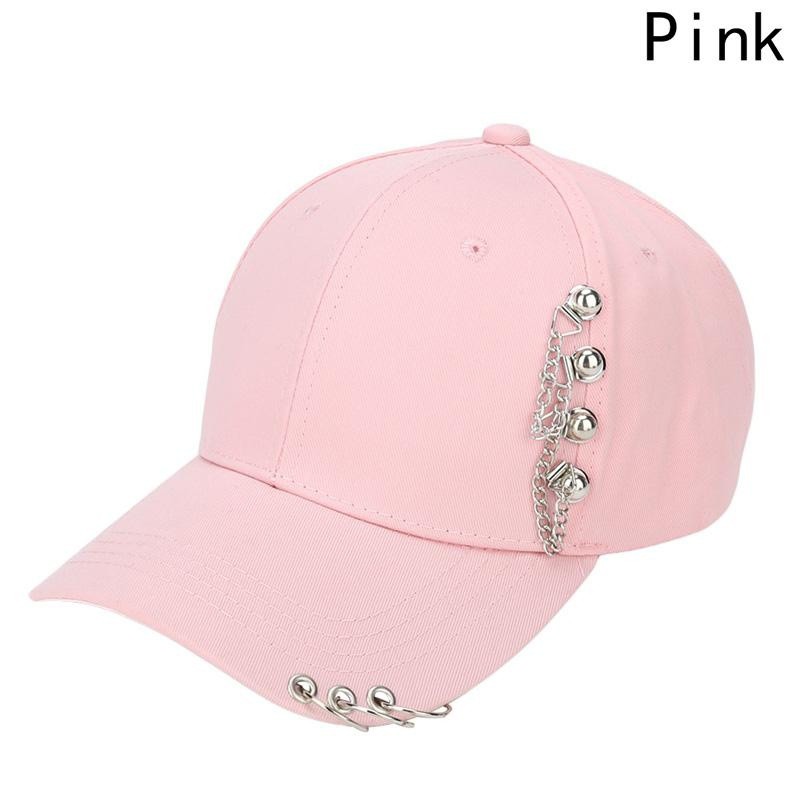 Pria Hip-Hop Topi Topi Keren Gaya Korea Rantai Besi Ring Baseball Cap