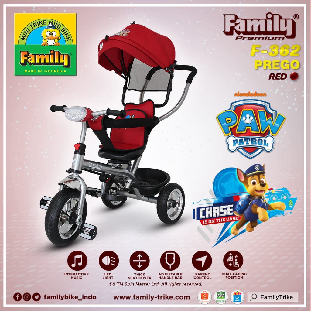 Sepeda Anak Roda Tiga Family Tricycle NEW F-362 murah