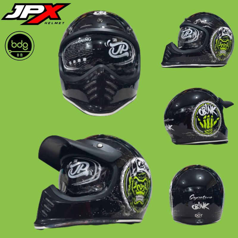 Jual Helm Cakil JP SIGNATURE Motif SG10 OBINK BLACK by JPX Helmet