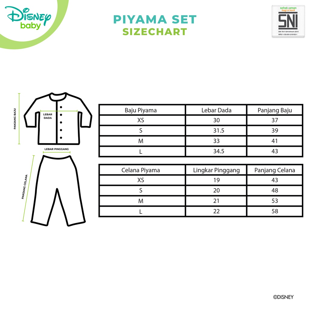 Piyama Bayi setelan Mickey DISNEY Katun Bambu DMF286