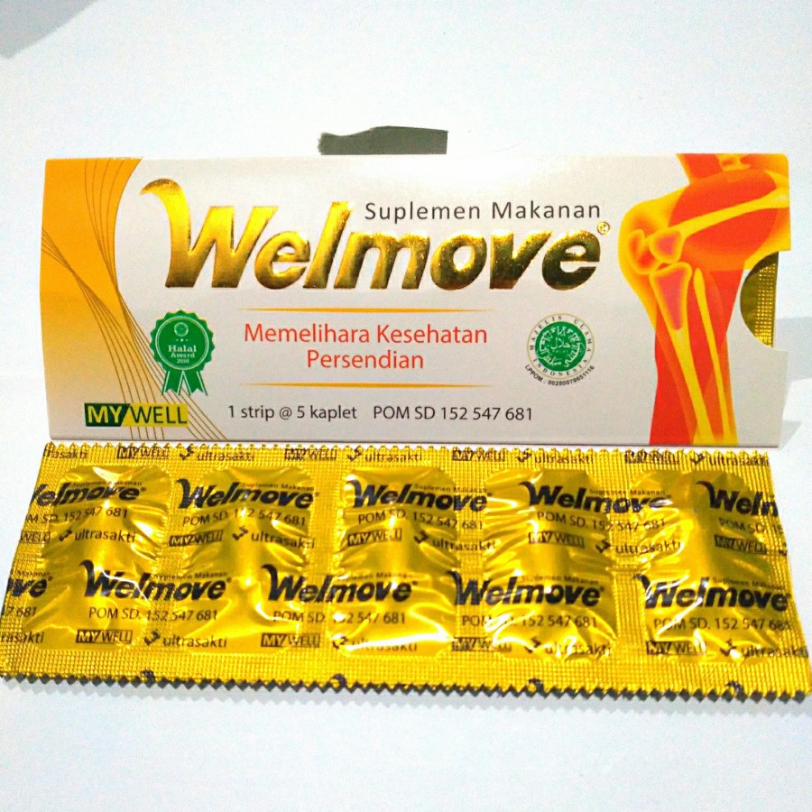 WELMOVE STRIP - Suplemen Kesehatan Persendian Tulang Vitamin Sendi Isi 5 Tablet Mineral