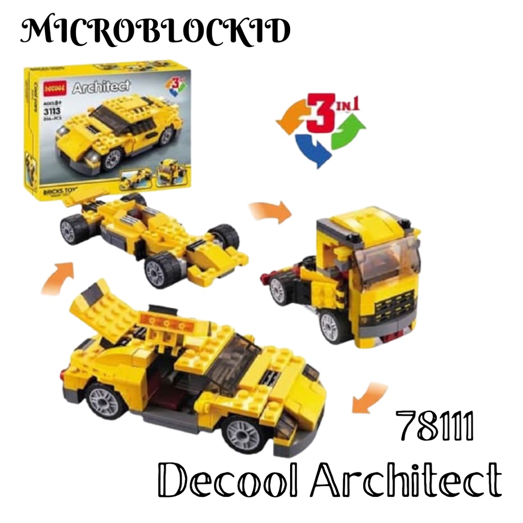 MAINAN  ARCHITECT  COOL CARS 3IN1 206PCS/MAINAN BRICK BLOCK  DECOOL MOBIL