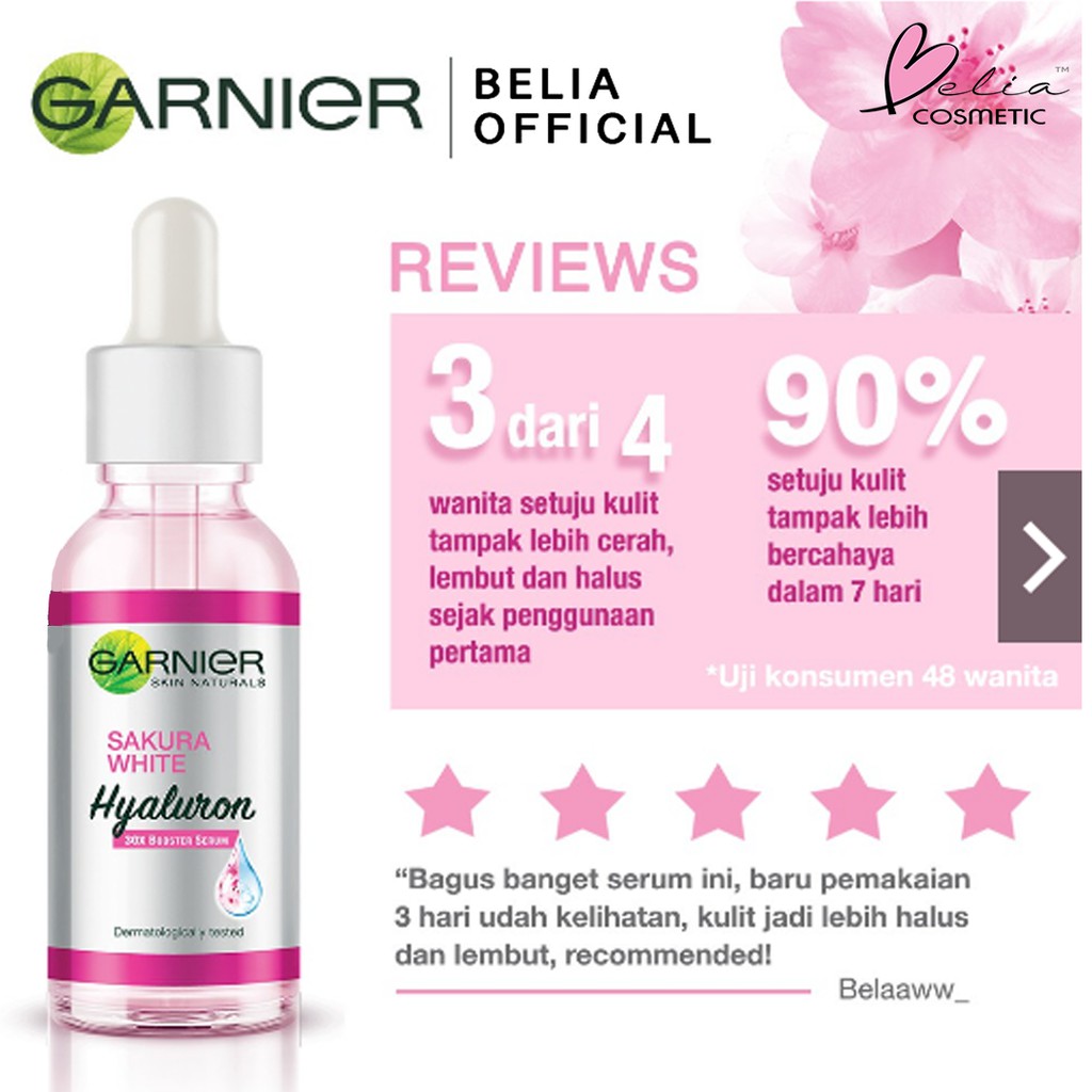 ❤ BELIA ❤ Garnier Serum Sakura White Hyaluron 30x Booster Serum 7.5mL | 30mL (✔️BPOM)