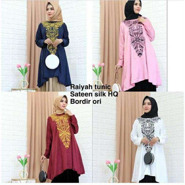 Raiyah Tunic, TUNIK RAMADAN CANTIK MODIS FIT XXL LD 110 BAHAN SATEN VELVET MIX BORDIR TERMURAH TERLARIS OOTD KEKINIAN TERLARIS TERMURAH