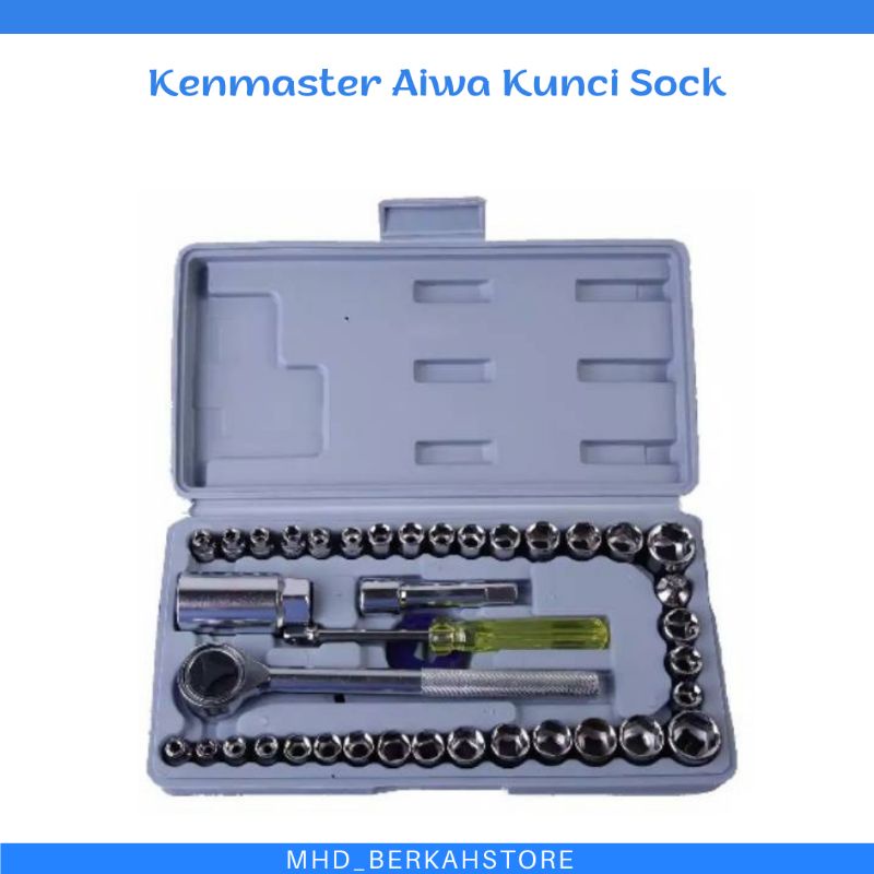 Kenmaster Aiwa Kunci sock/sok 40 pcs variasi/took kit lengkap