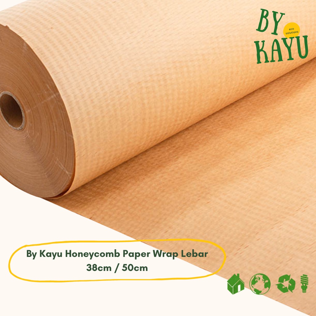 

1 Meter x 50cm By Kayu Honeycomb Paper Wrap - Natural Brown - Eco Friendly Bubble Wrap Ramah Lingkunganv