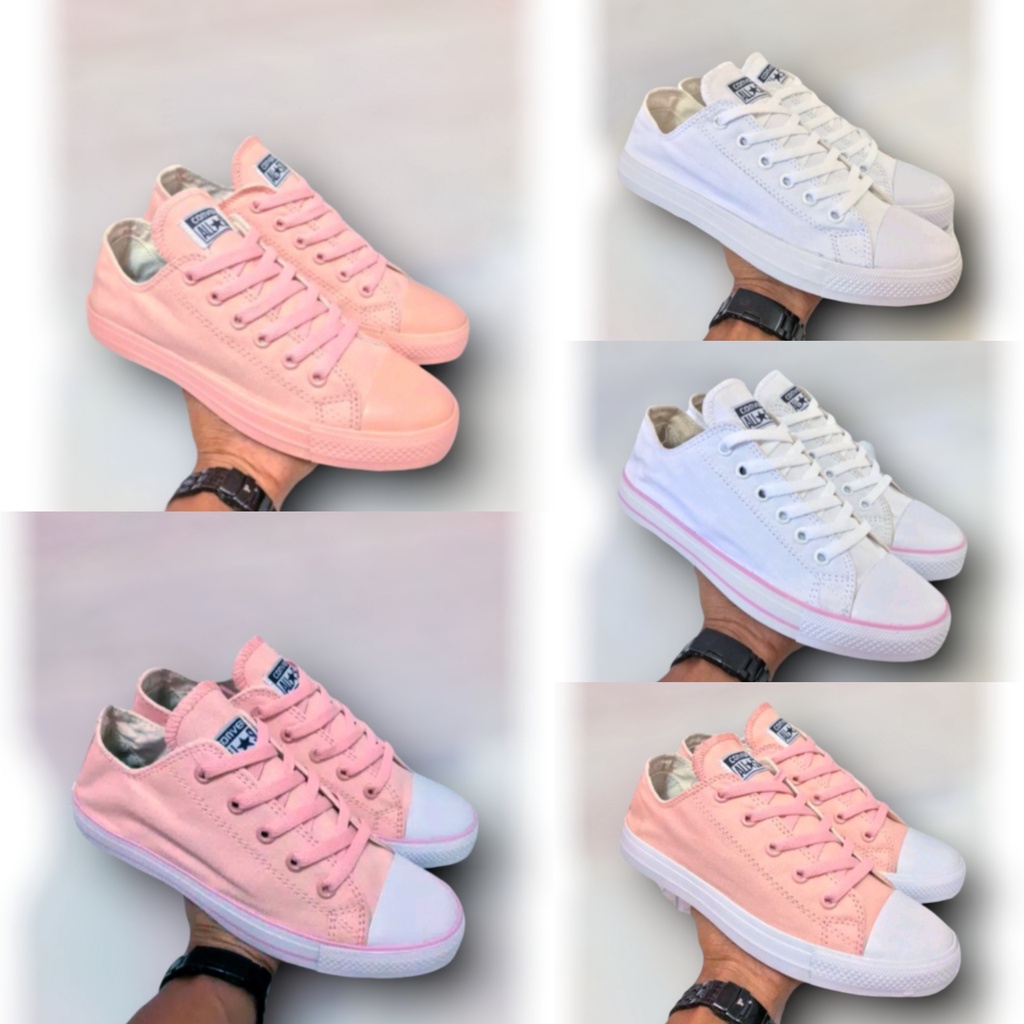 Sepatu wanita peach/pink sneakers kasual kekinian