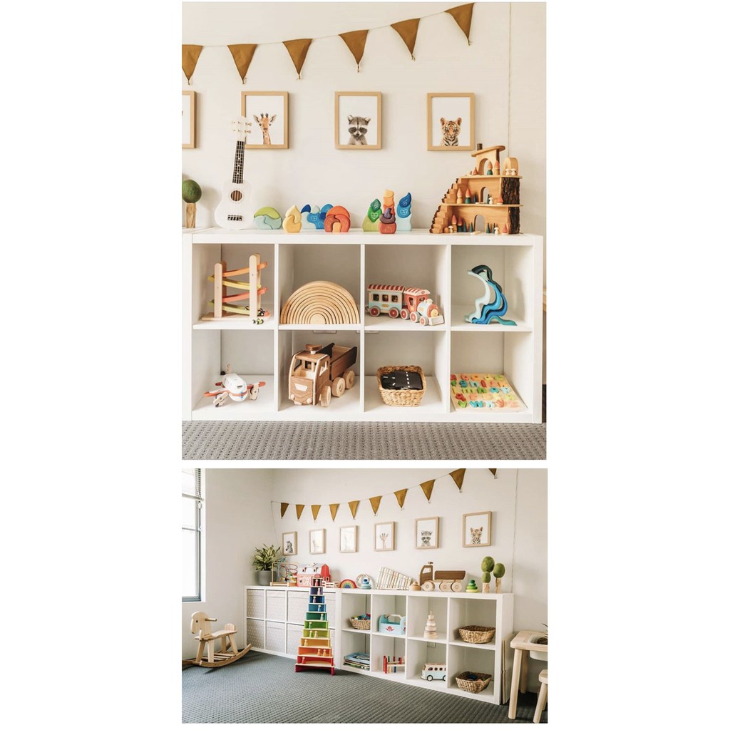 Rak Kayu Pajangan Penyimpanan Kotak Serbaguna Sekat Ruangan Mainan Buku