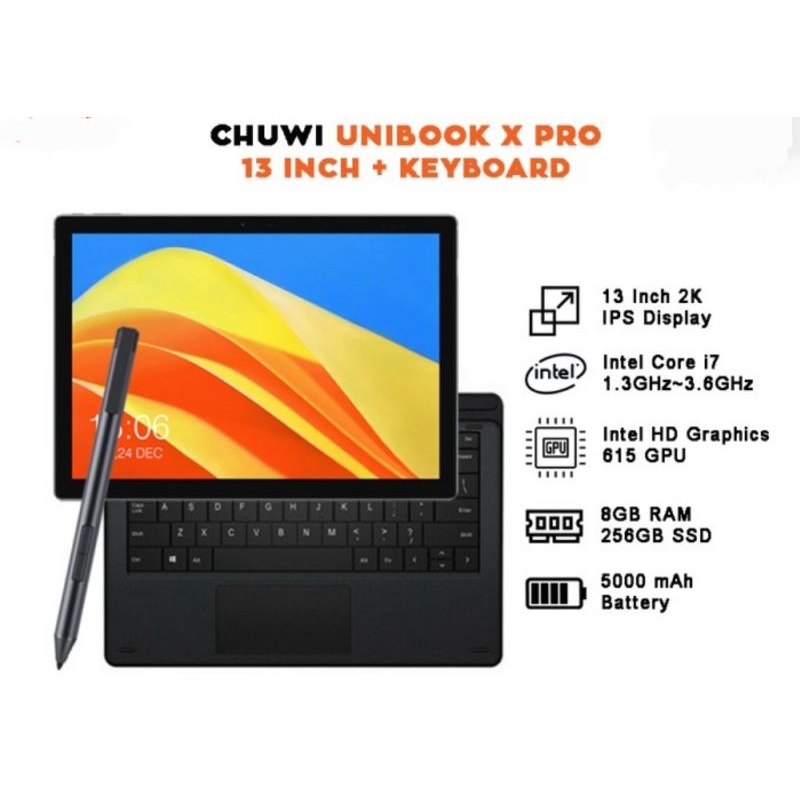 Chuwi U-book X Pro Core i7 7Y75 Dual Core 13&quot; 8/256GB SSD Windows 11