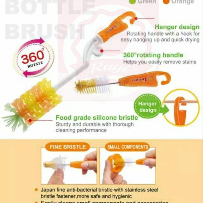 Mizo Silicone Bottle Nipple Straw Cleanning Brush Set - Sikat Botol
