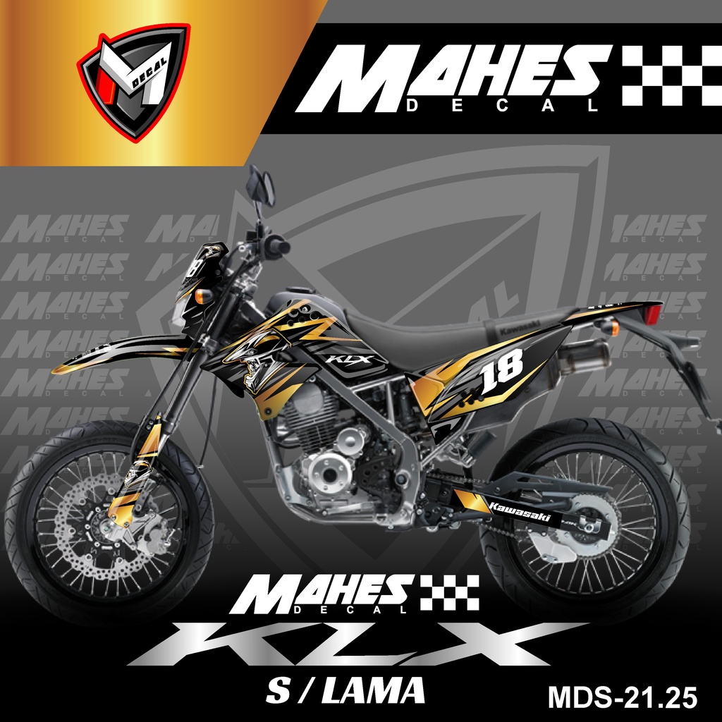 Decal Sticker KLX 150 S / L Fullbody Custom Desain Supermoto Gold Kode MD 21.25