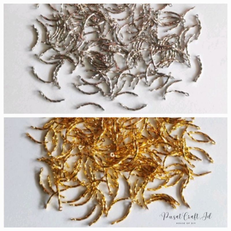 100 PCS PAKU ULIR 13 mm LILIT LENGKUNG 2 DUA LUBANG 1.0 MM DIY AKSESORIS