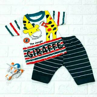 SETELAN BAJU  ANAK  LAKI USIA  6 24 BULAN  GIRAFFE SALUR 