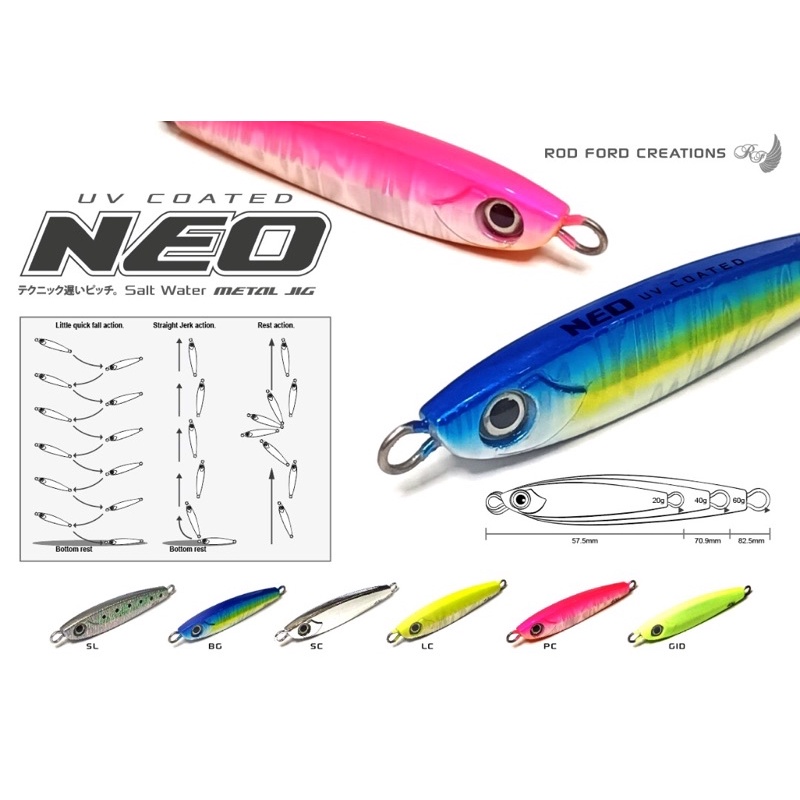Umpan Jigging RF NEO UV Coated Salt Water Metal Jig 20 40 60 Gr | Umpan Jig Casting Laut Rod ford Su