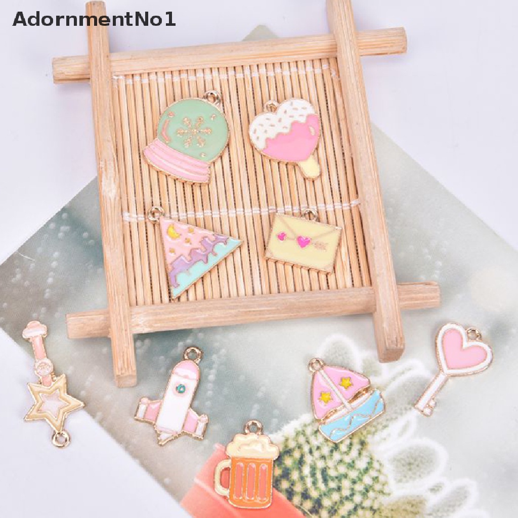 (AdornmentNo1) 10pcs / Set Liontin Enamel Alloy Bentuk Roket / Bintang / Kapal Untuk DIY Craft / Perhiasan