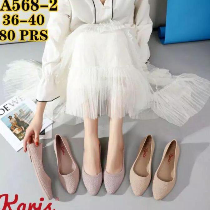 Terbaik Original Flat Shoes Sepatu Balet Kantor Wanita Karet Jelly Karis 568 - Kanan, 36