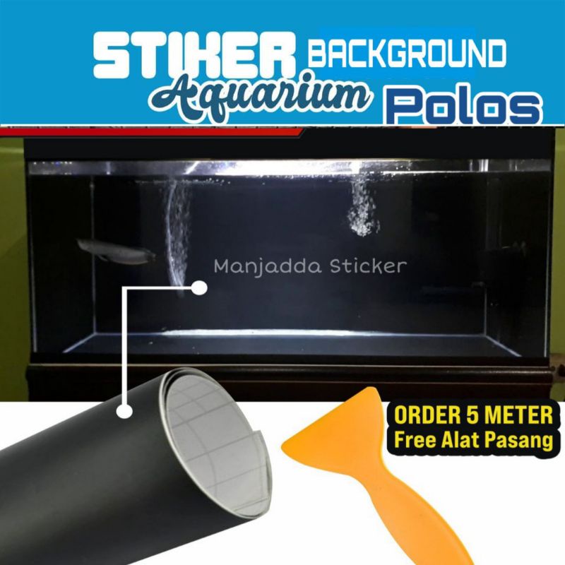 Stiker Aquarium Warna Hitam Polos Kualitas Premium 25cm x 45cm