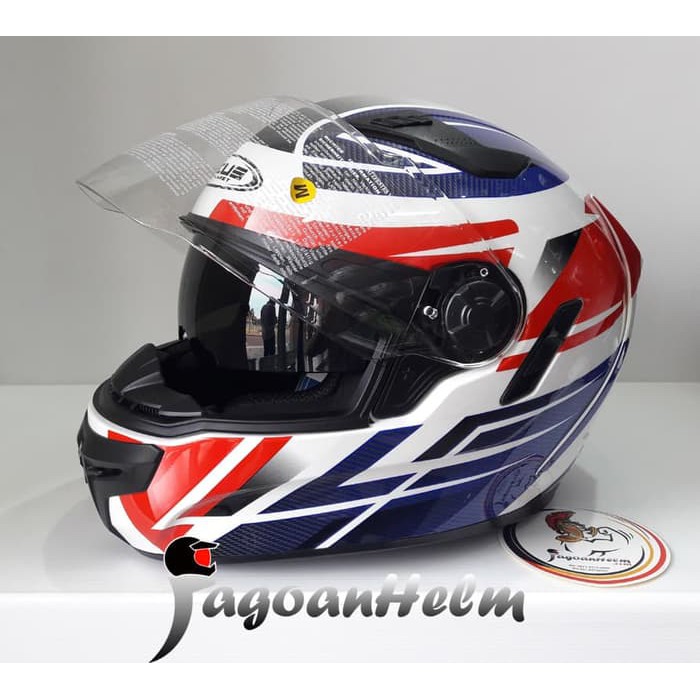 ZEUS Helm ZS 813 AN1 | WHITE AN1 BLUE ZS813 | ZS-813 Dual VISOR