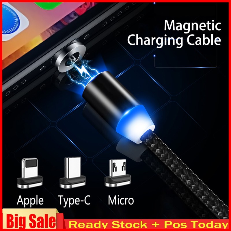 Kabel Charger Magnet Cepat USB/Type C/iPhone Android Kabel Charger