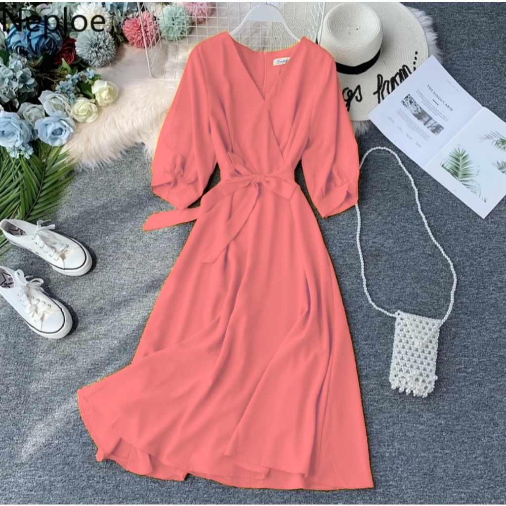 WSE390 - Dress Beleza Elegant Bahan Lembut TIdak Panas Ada Resleting di Bagian Belakang