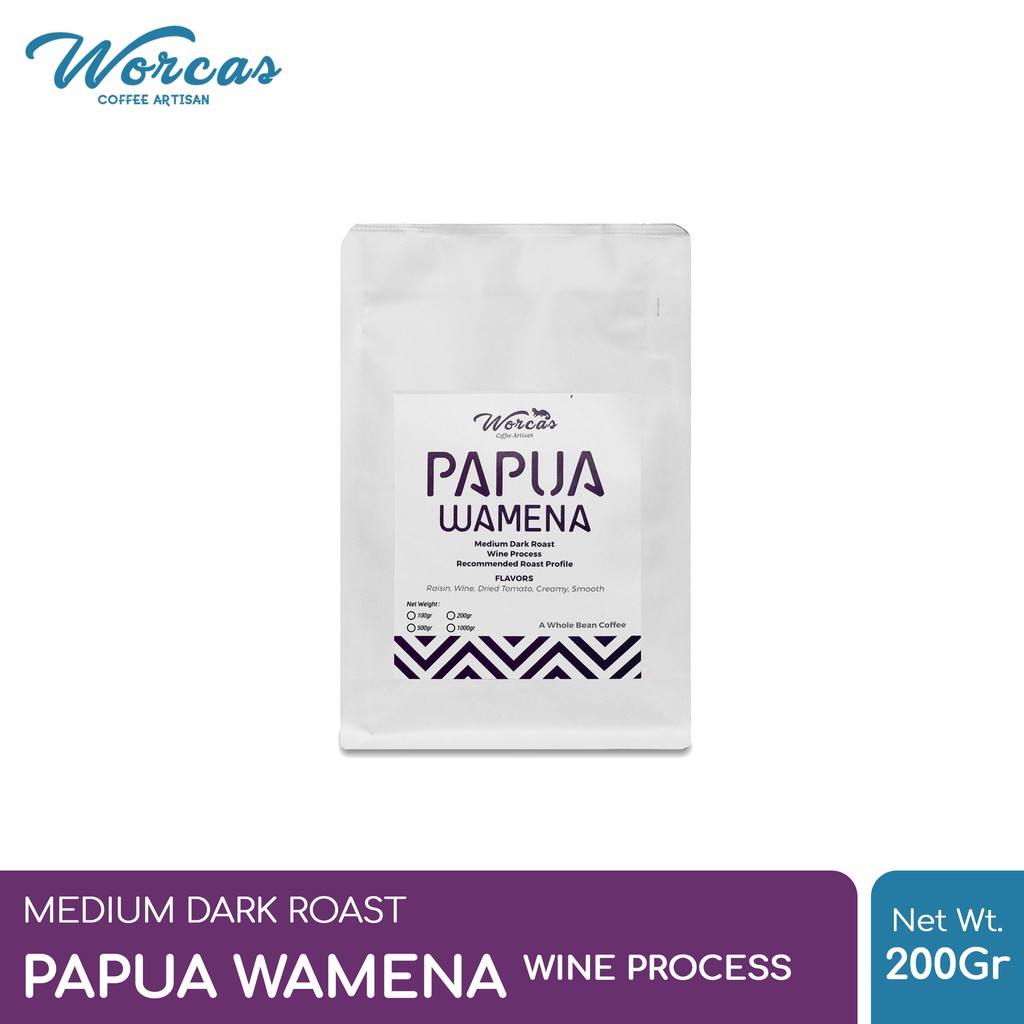 

WORCAS Kopi Arabika Papua Wamena Wine Process 200 Gram - Medium Dark Roast