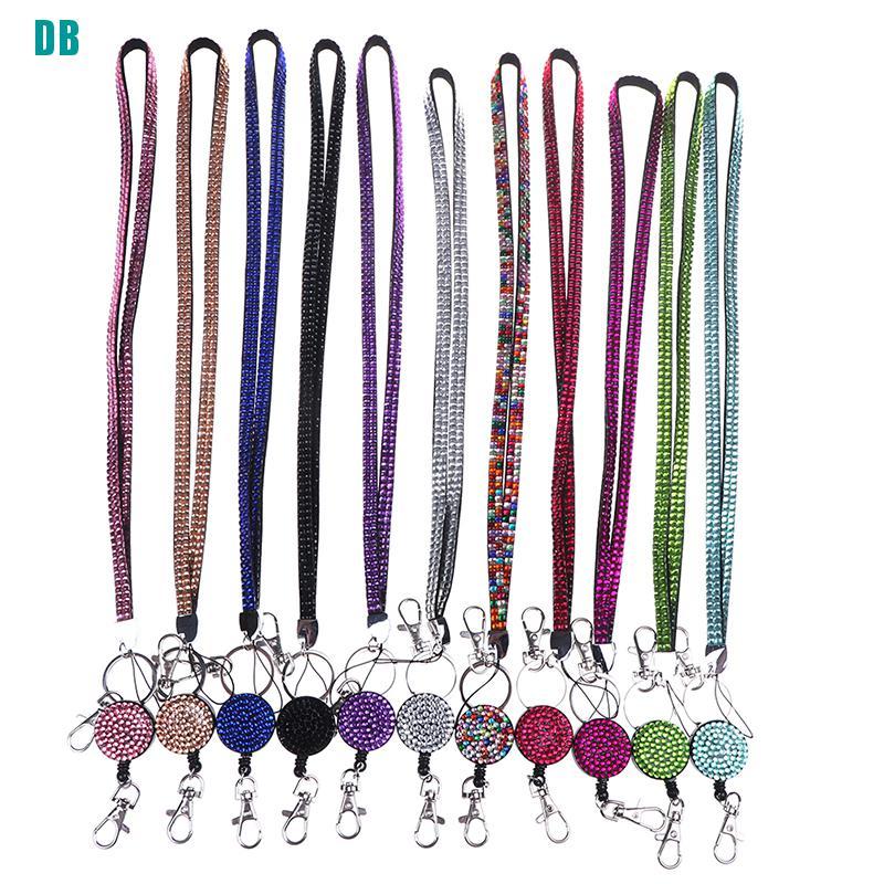 Neck Lanyard Retractable Badge Reel Crystal Rhinestone Phone Key Hang Rope Shopee Indonesia