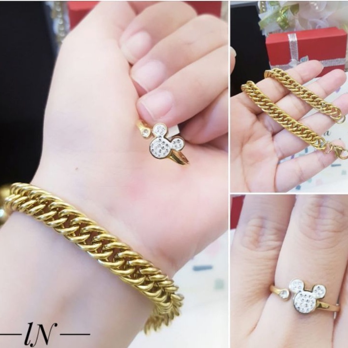 Titanium Set Gelang dan Cincin Wanita 852