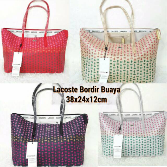 Totebag Tas Fashion Branded Import batam LACOSTE PREMIUM BORDIR BUAYA shoulderbag