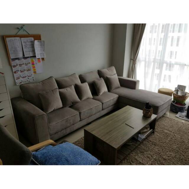 Sofa l minimalis +meja  hpl
