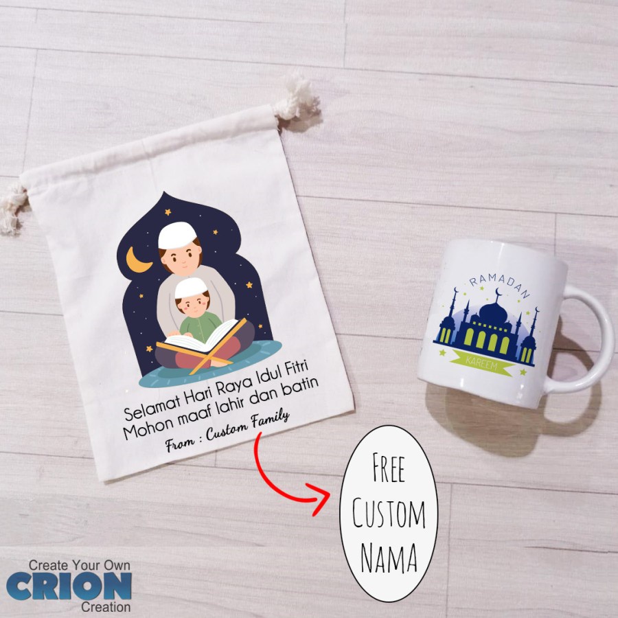 Mug Hampers Idul Fitri/Lebaran/EID Mubarak Bs Custom Nama By Crion