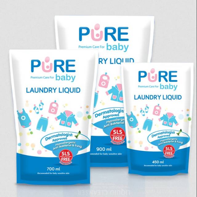 Pure baby purebaby laundry liquid pouch 450ml sabun  