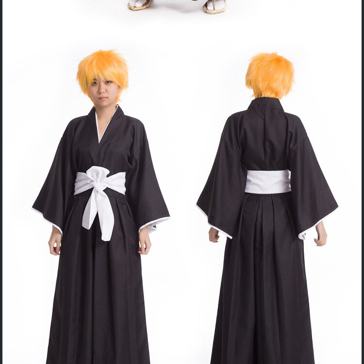 Yukata hakama Jubah Pemutih Kurosaki Ichigo Kostum Halloween Cosplay bleach Anime Jepang