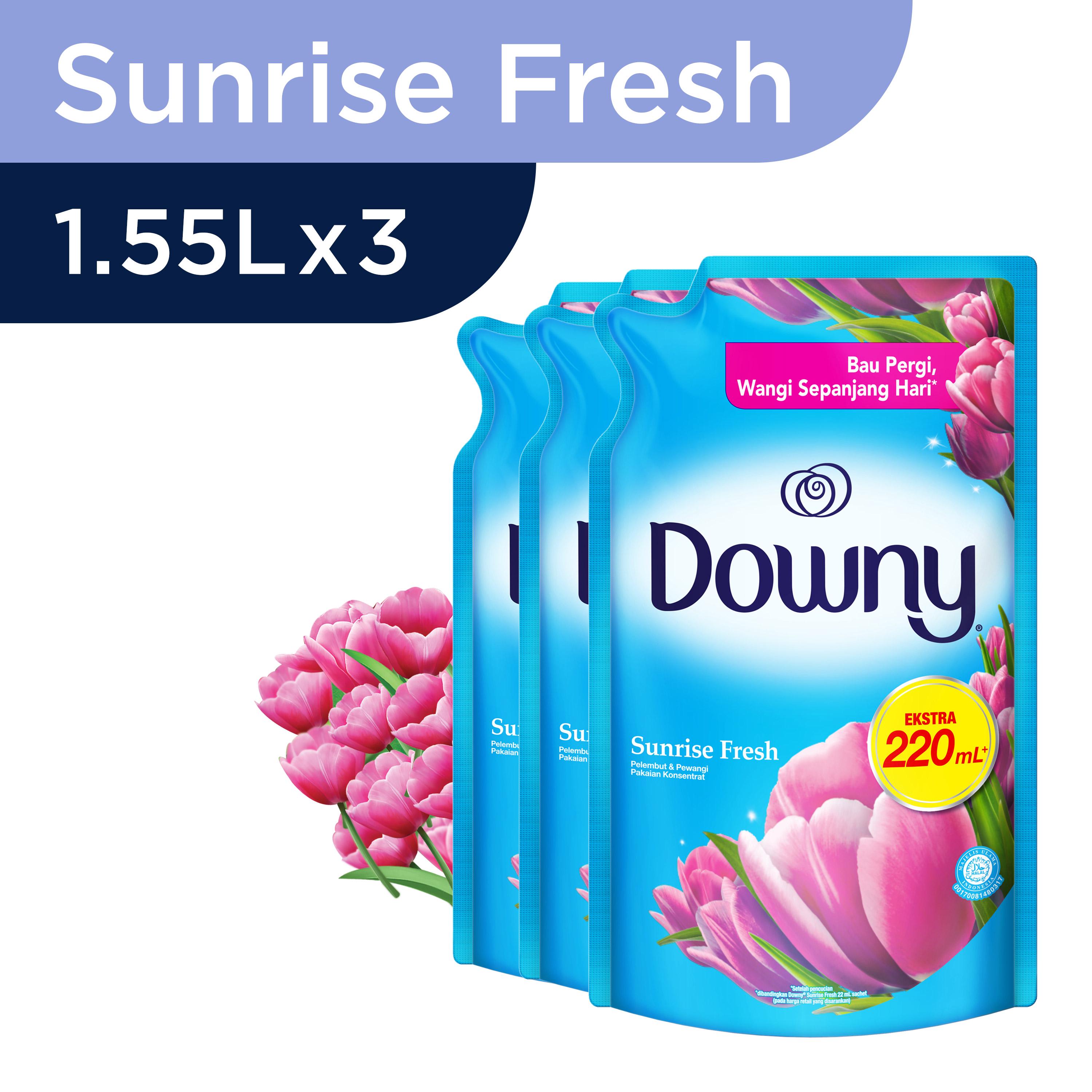Downy Pelembut Pakaian Sunrise Fresh Refill 1.55L- Paket