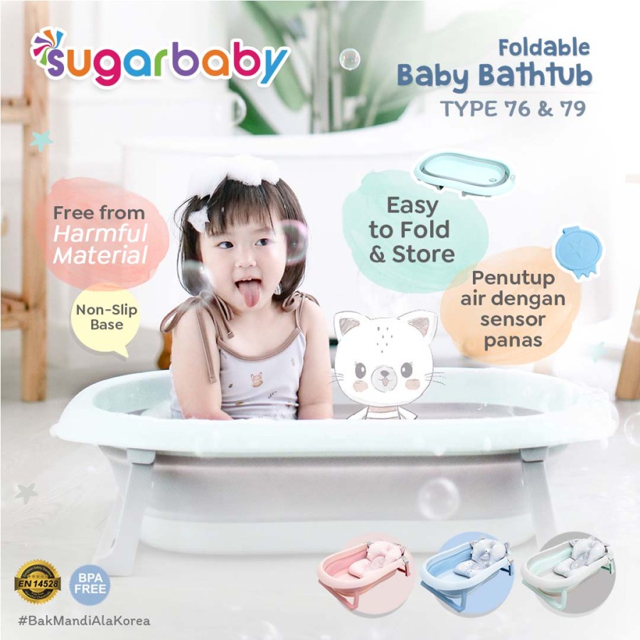 SUGAR BABY FOLDABLE BABY BATHTUB WITH HEAT SENSOR [ F79 ]