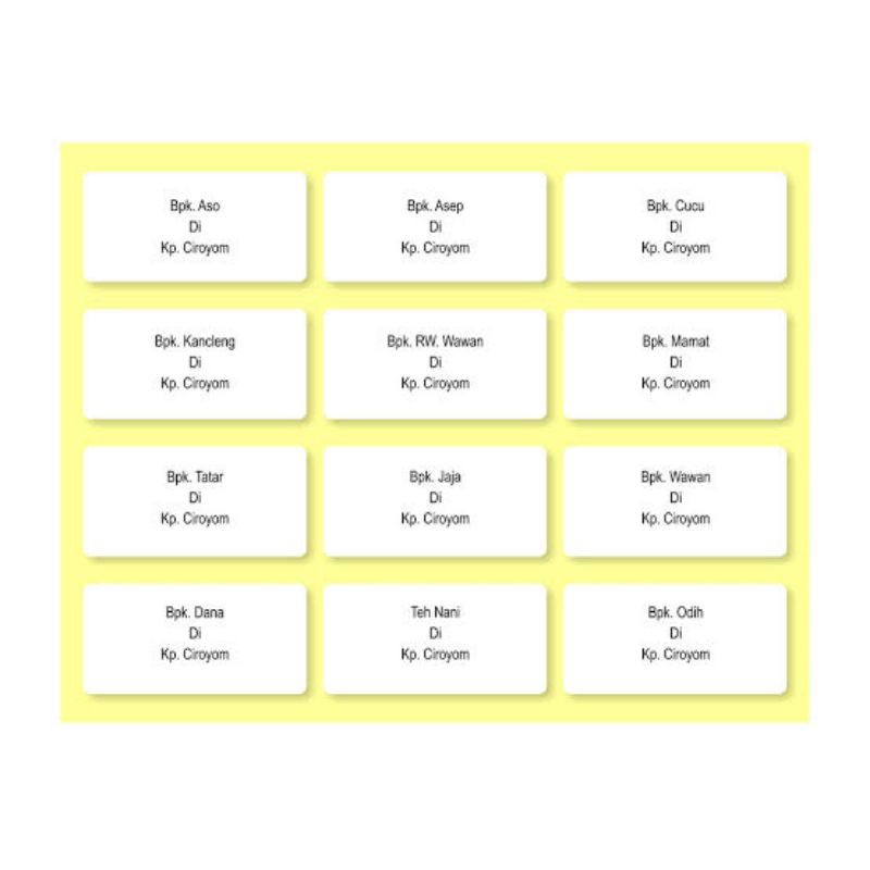 Undangan Pernikahan - Jasa Ketik & Print Label Nama