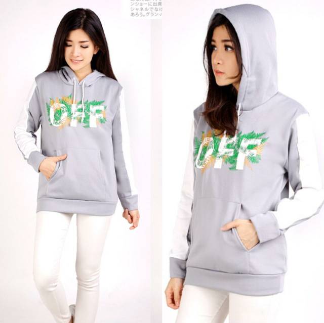 damai fashion jakarta - SWEATER jaket hoodie wanita FLOWER OFF - konveksi murah tanah abang