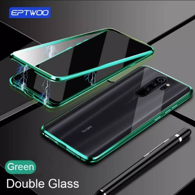 Case magnetic Xiaomi Redmi Note 7 Note 7 Pro  Note 8 pro Double glass Kaca depan belakang Full Cover