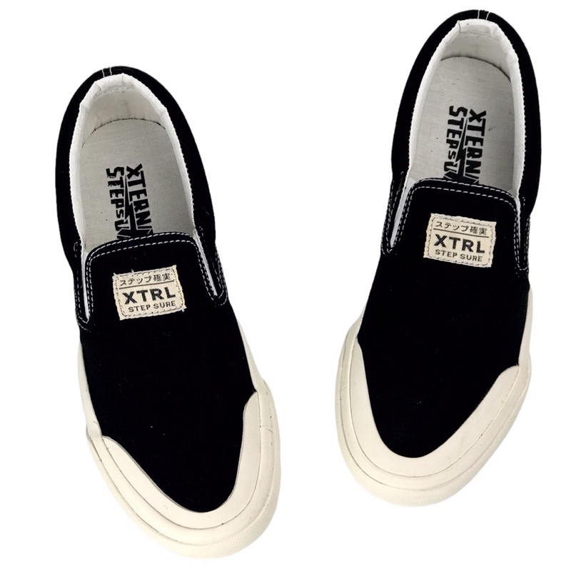 Sepatu XternalStepSure - Slip On Akhimici Japan Black White WB