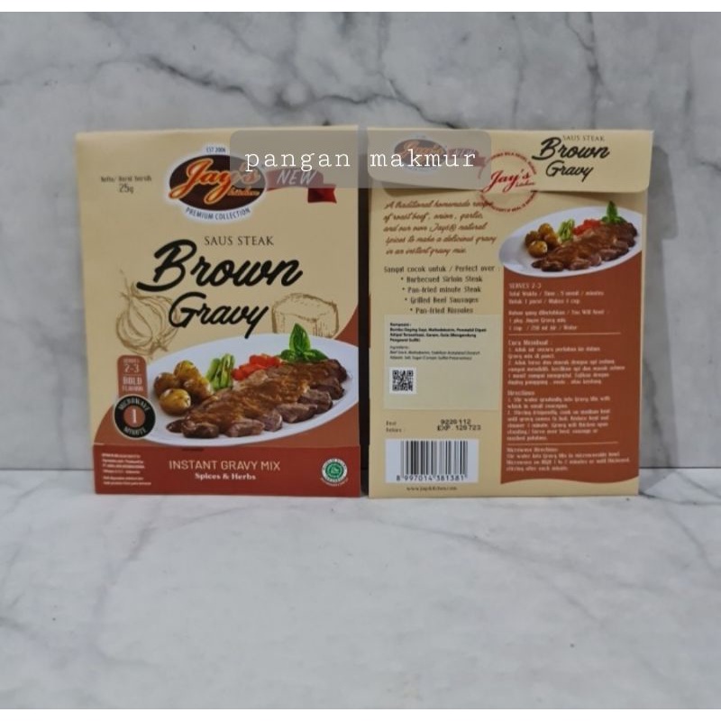 

saus steak brown gravy jay's - brown gravy 25 gr