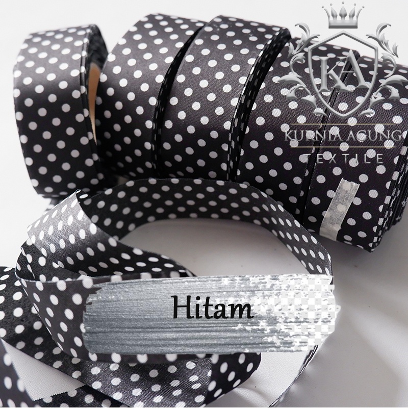 Pita Kain DOT / Pita Bintik Polkadot Pita Kado Hampers Souvenir 1 Inch Per ROLL