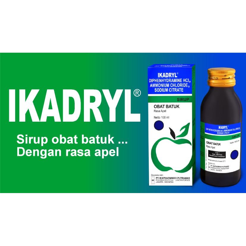 Ikadryl 60 mL - Obat batuk berdahak anak rasa apel - Ikapharmindo