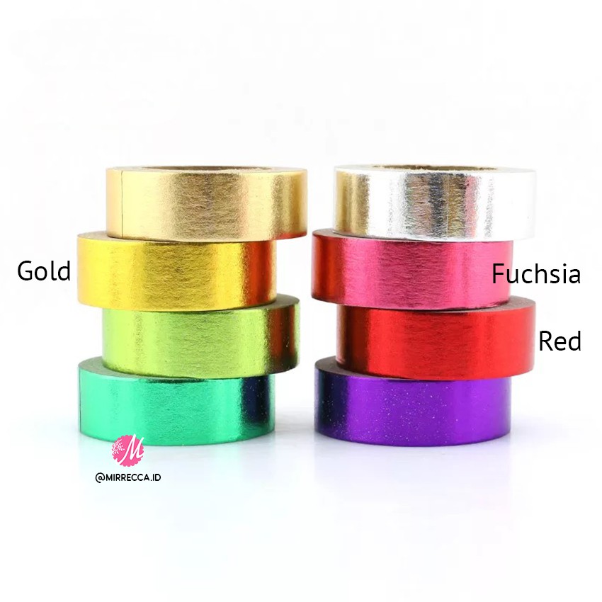 

HJK SOLID SINGLE COLOR FOIL WASHI TAPE - SELOTIP DEKORASI SHINY METALLIC
